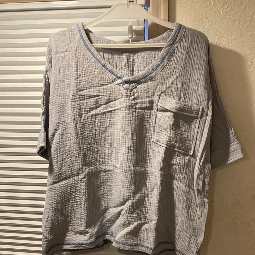 3/4 Sleeve V Neck Casual Loose Tunic Tops Blouses